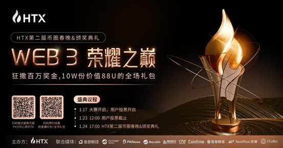 火币“Web3荣耀之巅”2024年度颁奖典礼将于1月24日进行
